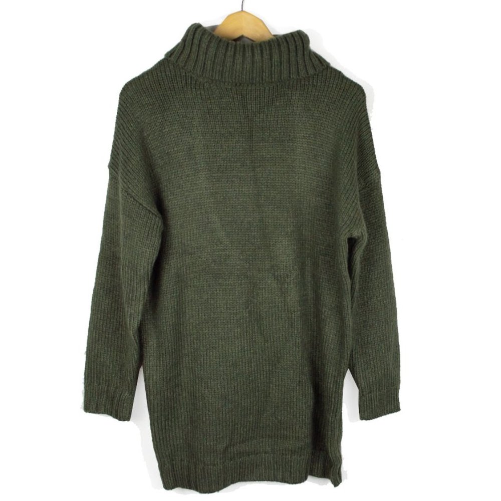 ASOS Open Back Knitted Roll Neck Green Sweater - Picture 3 of 10